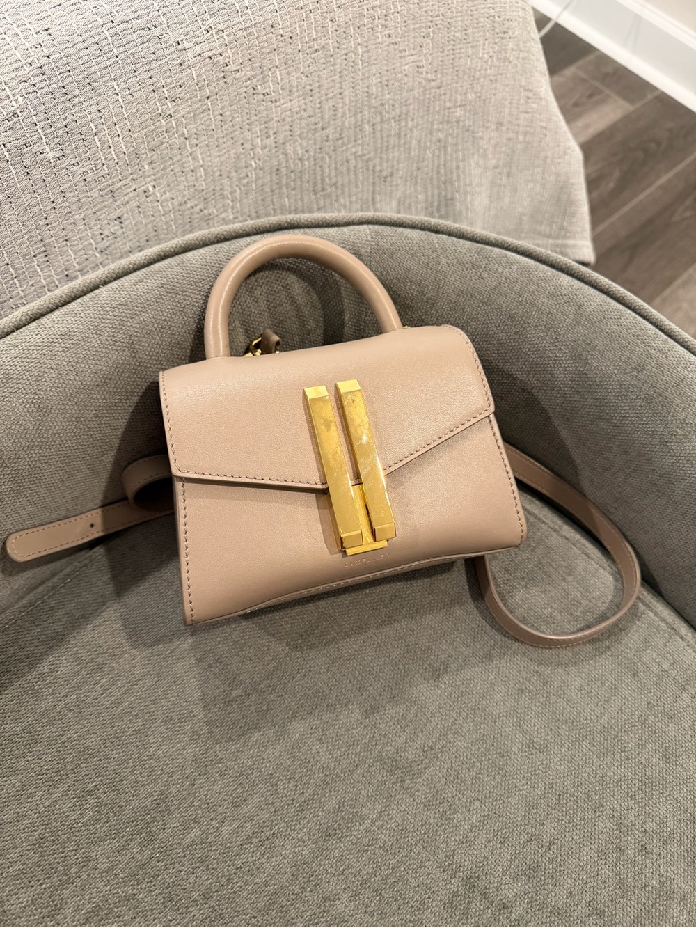 Demellier Montreal Nano Bag in Taupe Leather